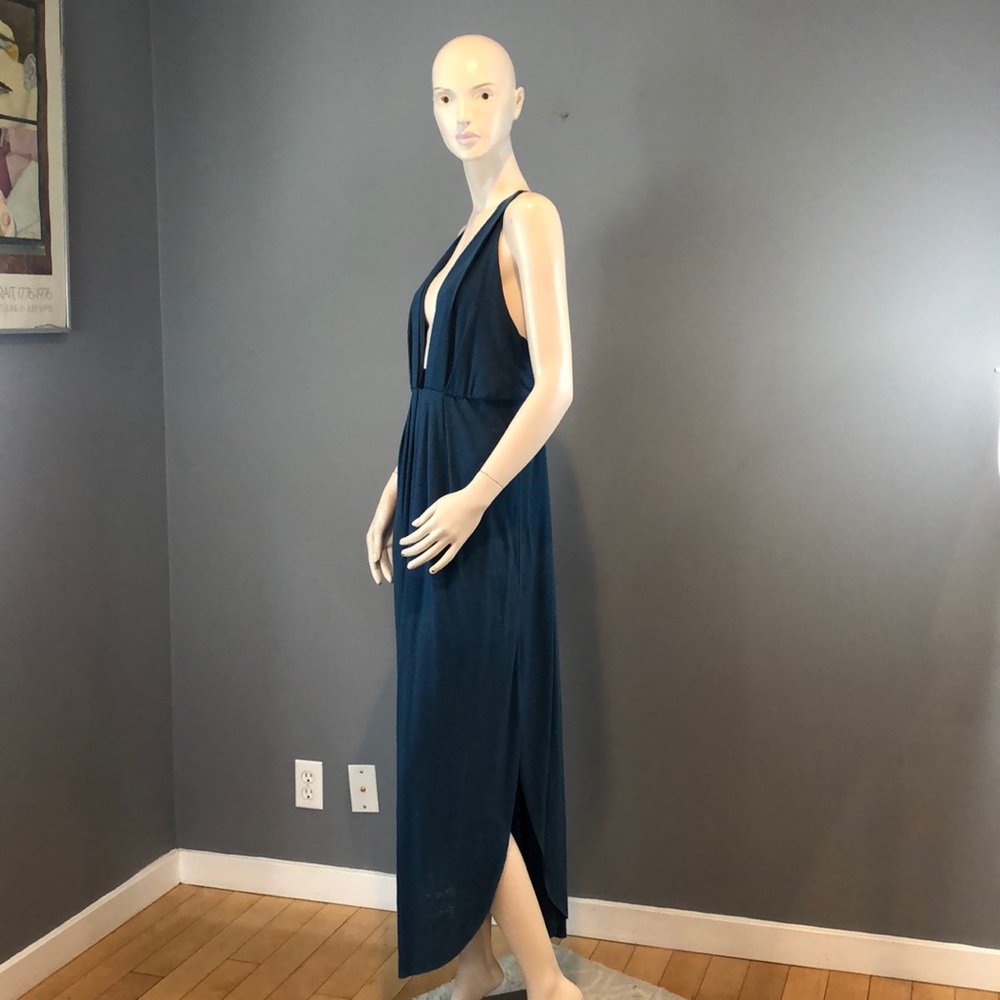 Free People Womens Blue Deep V Dress Medium - Picture 3 of 12